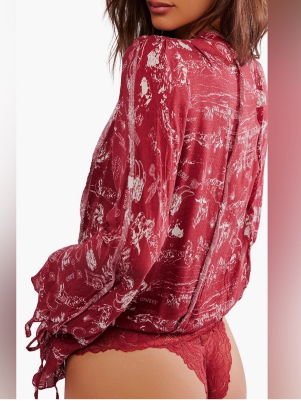 NWOT Intimately By Free People X Free People  Rosy Bodysuit - Western Print